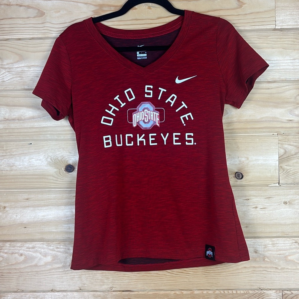 Nike Ohio State Buckeyes Red Short Sleeve Tee Shirt V Neck The Nike Tee Small